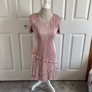 Connected Apparel Shimmering Pink Asymmetrical Dress